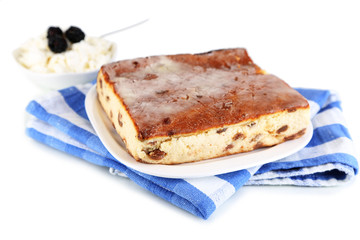 Cheese casserole with raisins