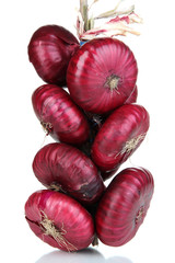 Fresh red onions isolated on white
