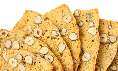 Biscotti with  nuts, isolated on white