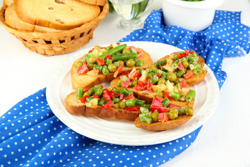 Sandwiches with vegetables and greens