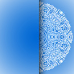 Blue winter round lace background