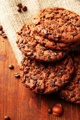 Homemade cookies with sesame seeds, chocolate,