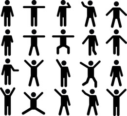 Set of active human pictograms illustrated on white background
