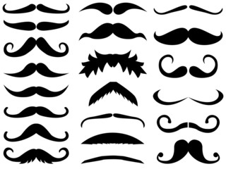 Set of vector mustache on white background