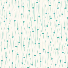 Abstract seamless pattern with hearts and curves