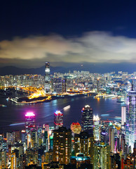Hong Kong city view from peak at night