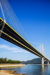 Ting Kau suspension bridge in Hong Kong