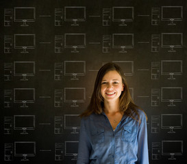 Businesswoman student teacher chalk networks