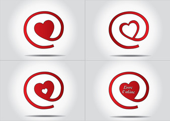 Online dating find love concept icon set vector art collection