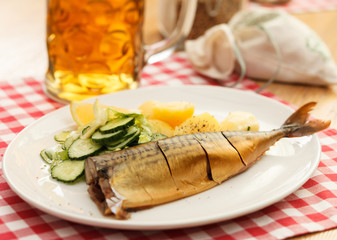 mackerel with potatoes and beer