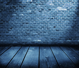 old room with brick wall . Ready for product montage display.