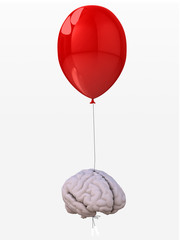 Obraz premium brain tied to a balloon that flies