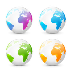 Set of glossy Earth globe icons