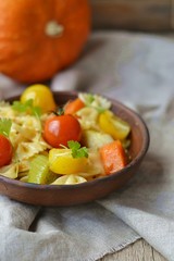 pasta with tomato and pumpkin