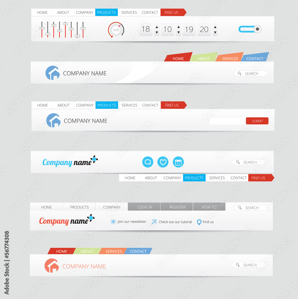 Wall mural modern web navigation bars
