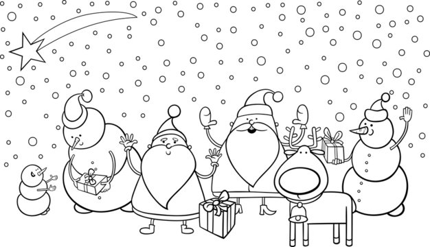 christmas characters coloring page