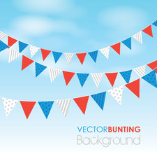 coloured bunting on a sky background