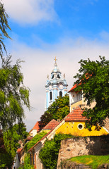 Belfry of church Maria Himmelfahrt, Durnstein, Austria