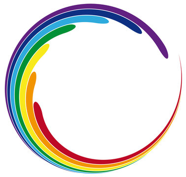 Logo - Esoterik - Farbkreis Chakra, Regenbogen, Regenbogenfarben, Gleichheit, Yoga, Mantra und Gelassenheit, innere Zufriedenheit finden, vektor, isoliert