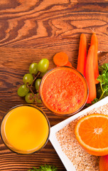 Fresh juice,Healthy drink on wood