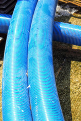 PVC pipes are blue - background