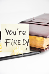 you are fired post it message