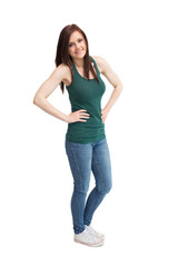 Fototapeta premium Cheerful casual woman posing