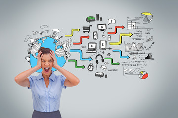 Screaming businesswoman worrying about graphics