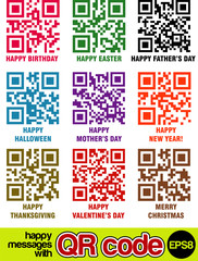 Fototapeta premium happy celebration messages with vector qr codes