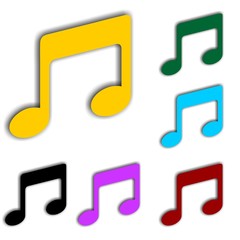 Vector music note icon on sticker set