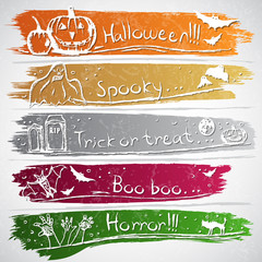Colorful banners with Halloween symbols