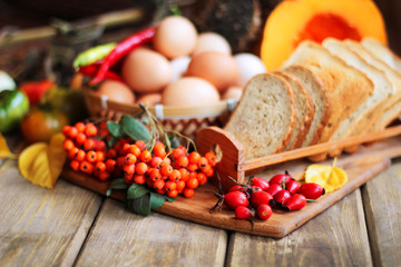 Autumn scene with rural food