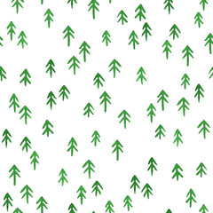 Seamless stylish pattern with watercolor christmas trees