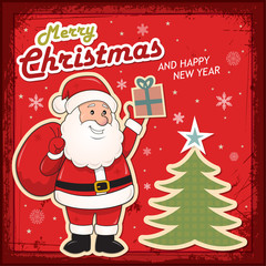 Vintage Christmas card with Santa Claus