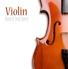 Violin on a white background. Insert your text © Timmary