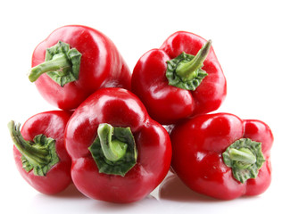 Red Chilli Peppers On White Background