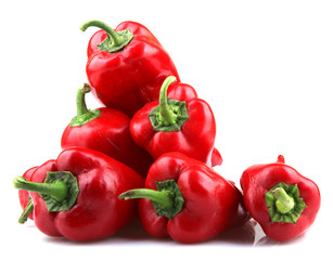 Red Chilli Peppers On White Background