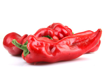 Red Chilli Peppers On White Background