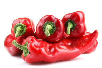 Red Chilli Peppers On White Background