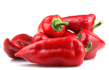 Red Chilli Peppers On White Background