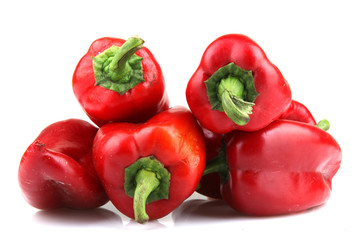 Red Chilli Peppers On White Background