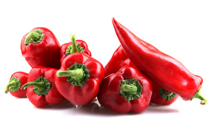 Red Chilli Peppers On White Background