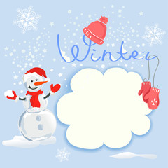 winter card with a snowman