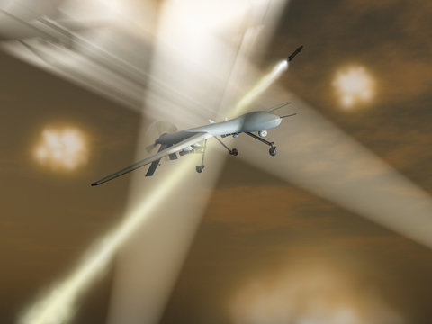 Drone militar bajo ataque