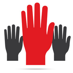 Obraz premium popular raise red color right hand up isolated vector