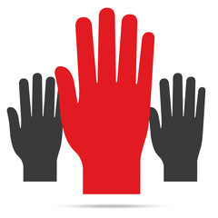 popular raise red color left hand up isolated vector