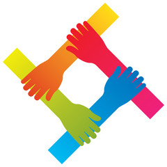 popular hand connecting teamwork icon concept isolated vector