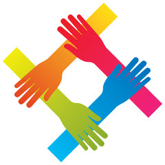popular hand connecting teamwork icon concept isolated vector