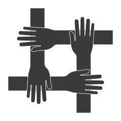 popular hand connecting teamwork icon concept isolated vector