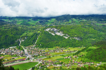 Fototapeta na wymiar Swiss village at Alps